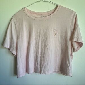 Aritzia Sunday Best Boxy Relaxed Embroidered Flamingo T-Shirt - Pink - Medium